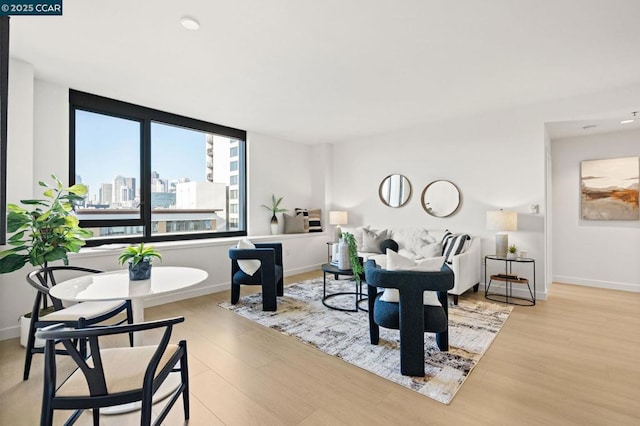 living room featuring light hardwood / wood-style floors