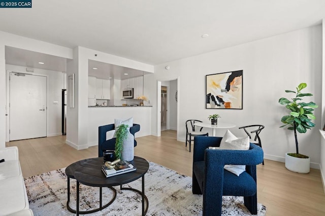 living room with light wood-type flooring