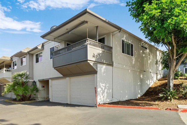 exterior space with a garage