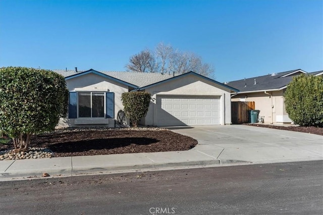 single story home with a garage