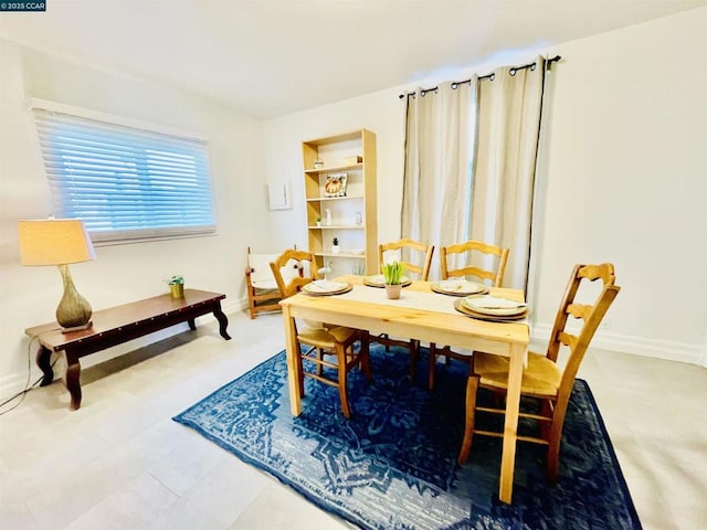 dining area with built in shelves