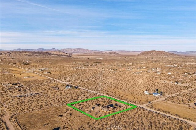 birds eye view of property featuring a mountain view