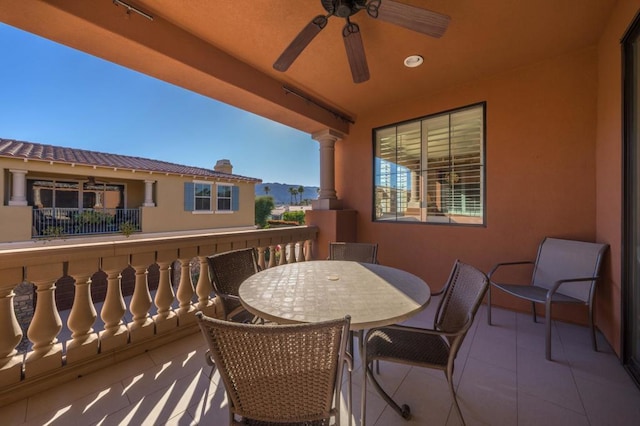 balcony with ceiling fan