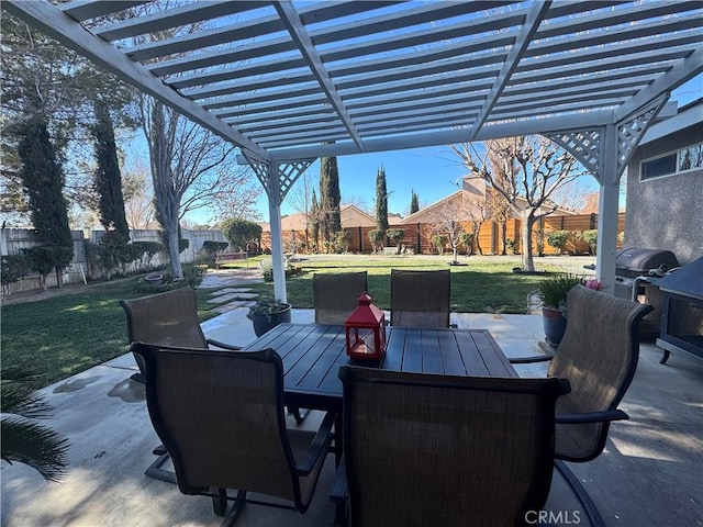 view of patio / terrace with a pergola and area for grilling