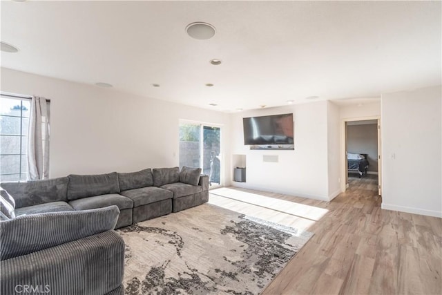 living room featuring light hardwood / wood-style floors