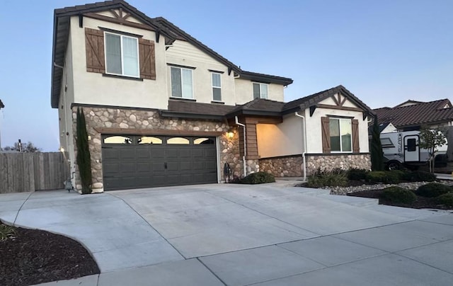 view of front of home with a garage