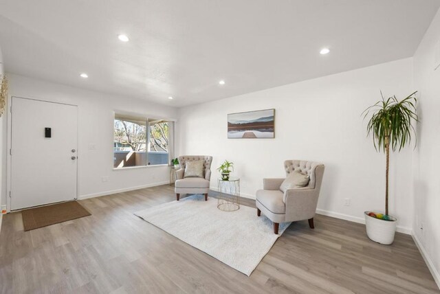 living area featuring light wood-type flooring