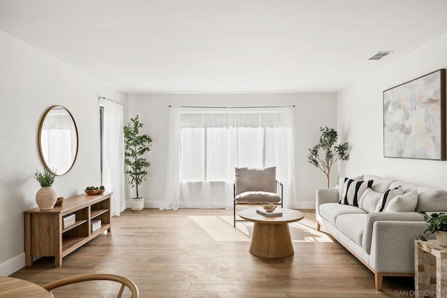 living room featuring light wood-type flooring