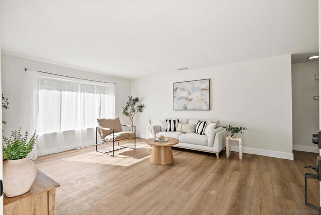 living room featuring light hardwood / wood-style floors