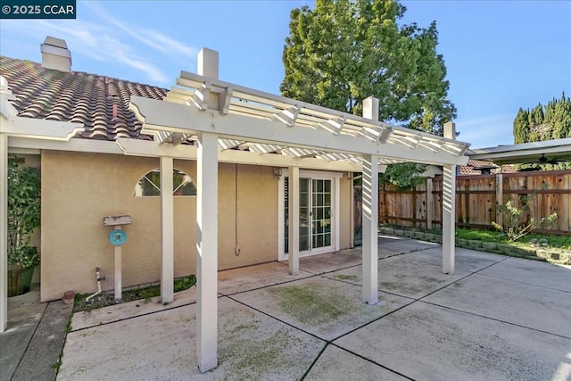 view of patio featuring a pergola