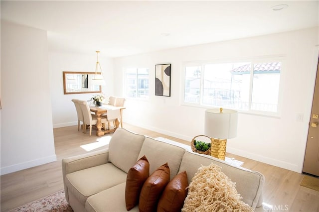 living room featuring light wood-type flooring