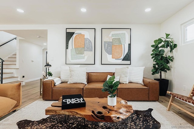 living room featuring light wood-type flooring