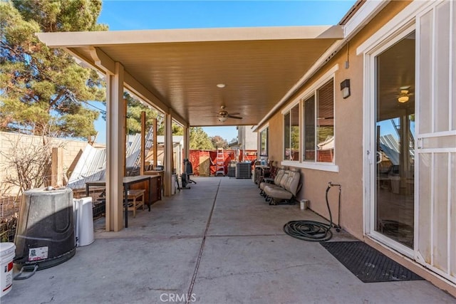 view of patio / terrace featuring ceiling fan