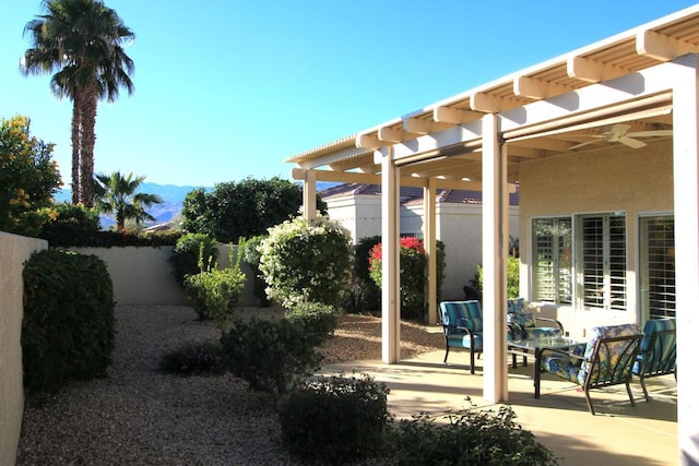 view of patio featuring a pergola