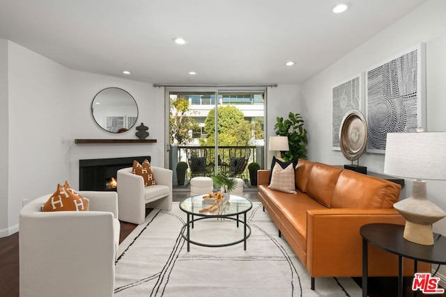 living room with hardwood / wood-style flooring