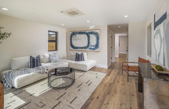 living room with light wood-type flooring