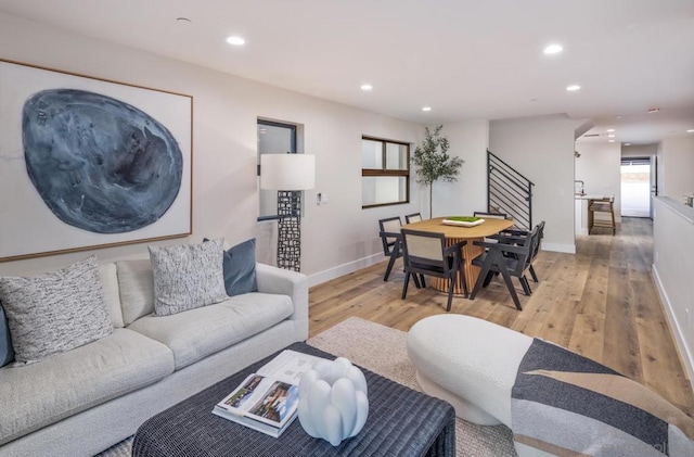 living room featuring light hardwood / wood-style floors