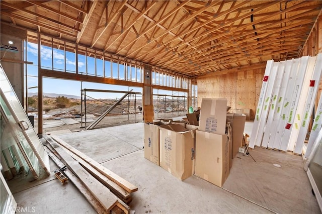 miscellaneous room with a mountain view