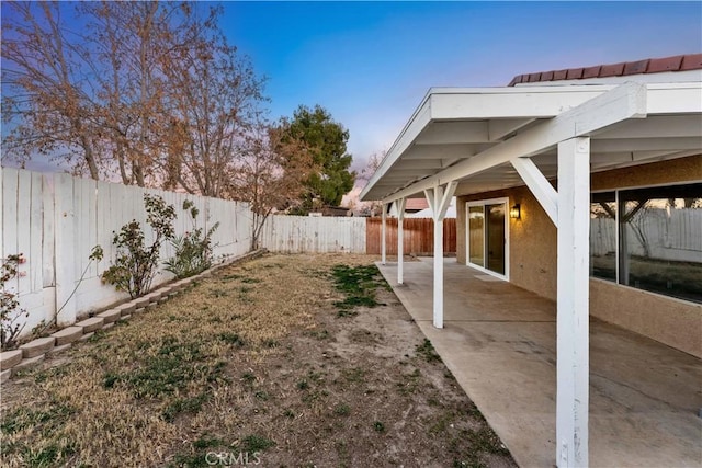 view of yard featuring a patio area