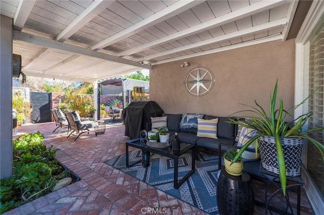 view of patio with area for grilling