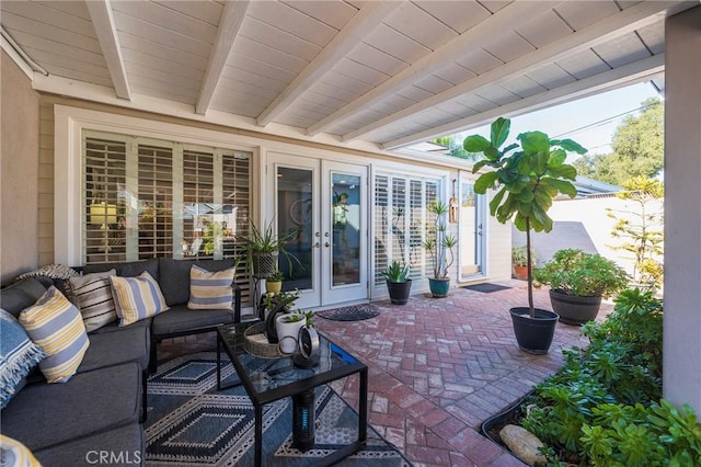 view of patio / terrace with outdoor lounge area and french doors