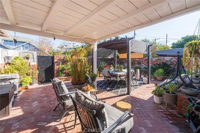 view of patio / terrace featuring a pergola