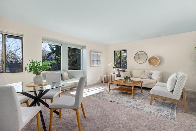 view of carpeted dining room