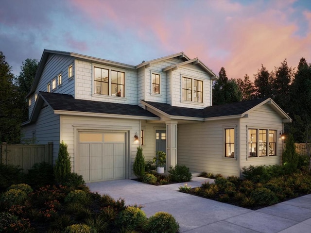 view of front of property featuring a garage