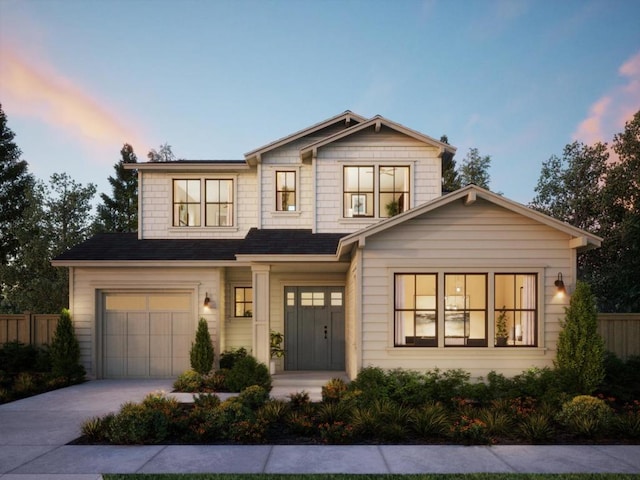 view of front of house with a garage