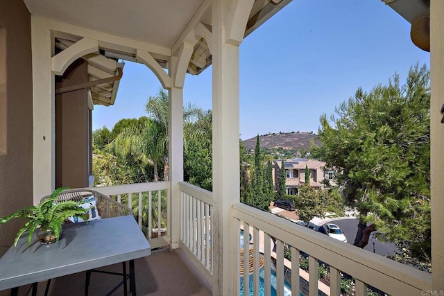 balcony with a mountain view