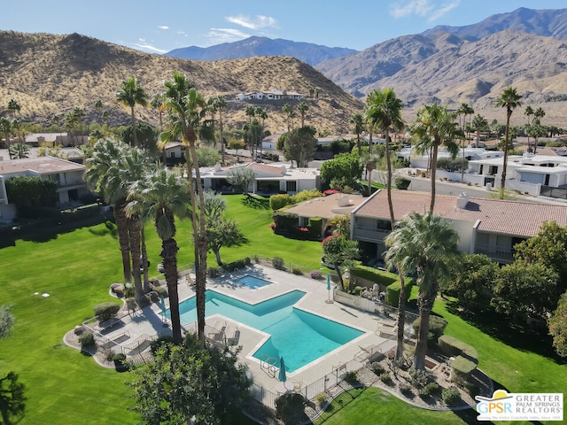 aerial view featuring a mountain view