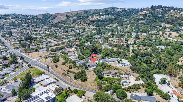 drone / aerial view with a mountain view