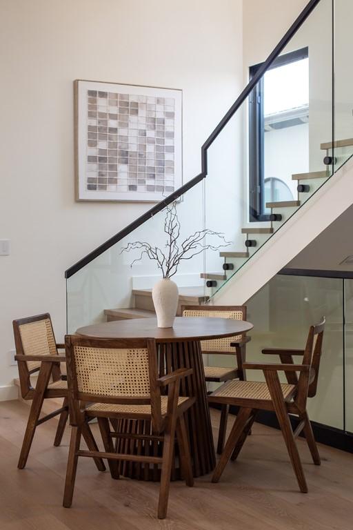 dining room with light hardwood / wood-style flooring