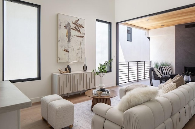 living room featuring light wood-type flooring