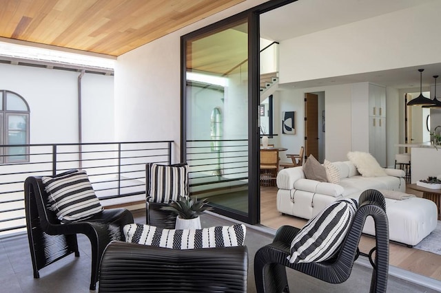 view of patio / terrace with an outdoor hangout area and a balcony