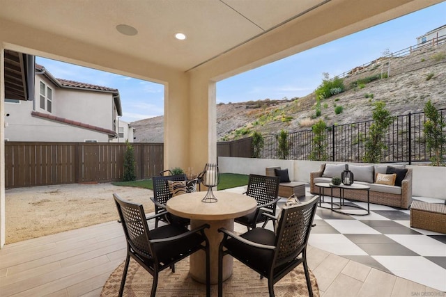 view of patio / terrace featuring an outdoor living space