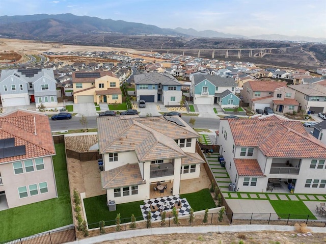 aerial view with a mountain view