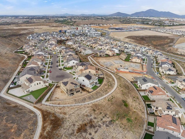 drone / aerial view with a mountain view