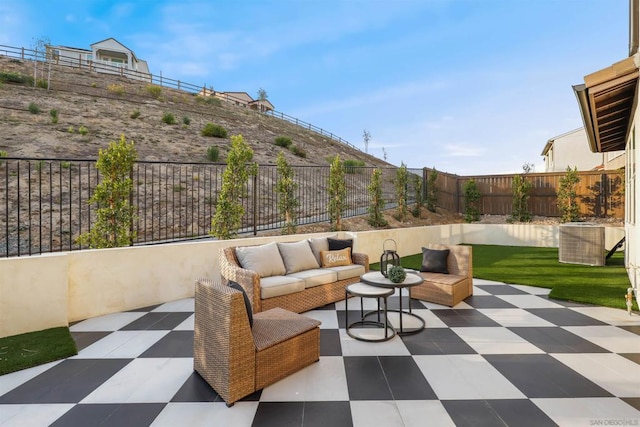 view of patio / terrace featuring an outdoor living space