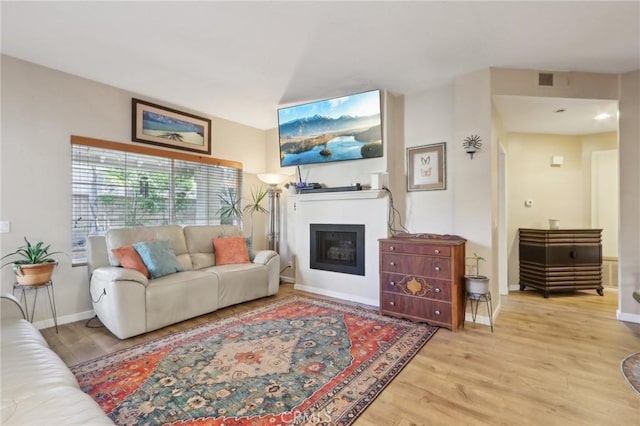 living room featuring light hardwood / wood-style flooring