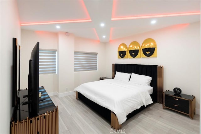 bedroom featuring light hardwood / wood-style flooring