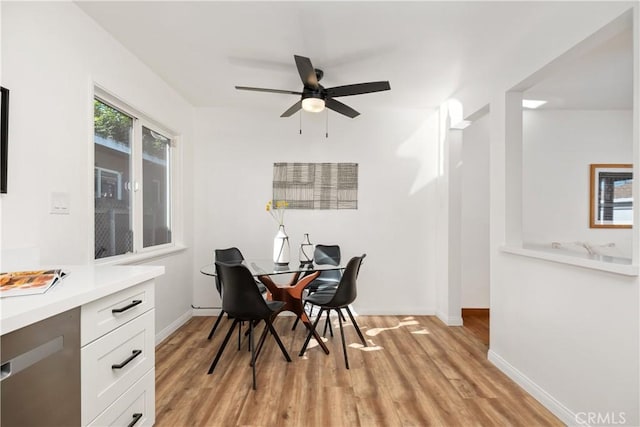 5536 Linden Ave, Long Beach, CA 90805 - dining room with a ceiling fan, baseboards, and light wood finished floors