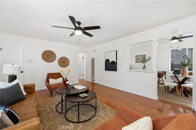 living room with hardwood / wood-style floors