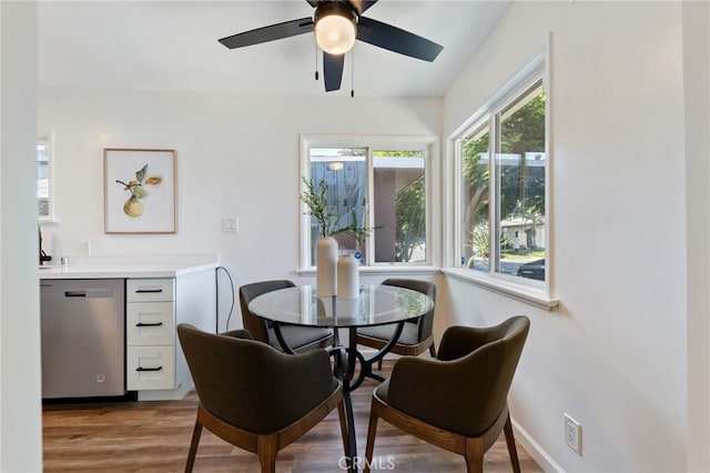 5536 Linden Ave, Long Beach, CA 90805 - dining space featuring a ceiling fan and wood finished floors