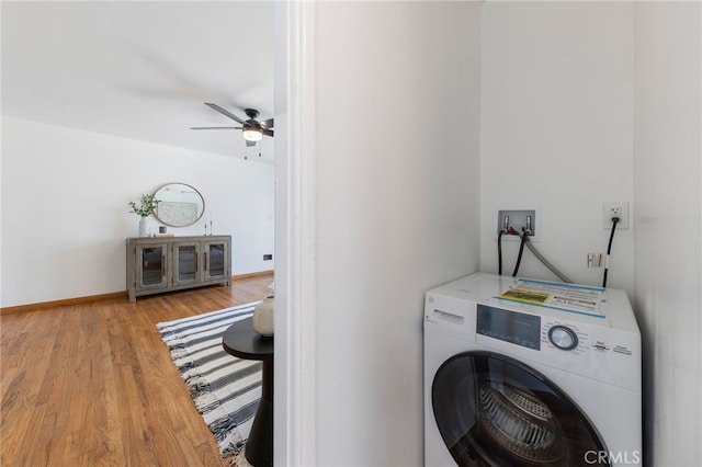 5536 Linden Ave, Long Beach, CA 90805 - laundry room with washer / dryer, laundry area, a ceiling fan, and wood finished floors