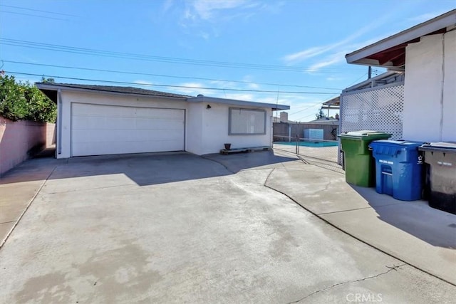 garage with a pool