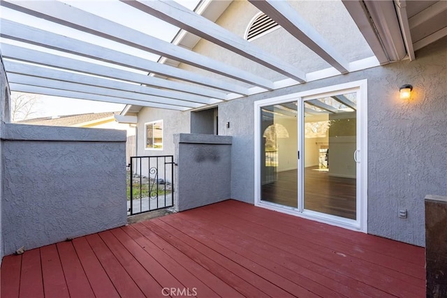 deck featuring a pergola