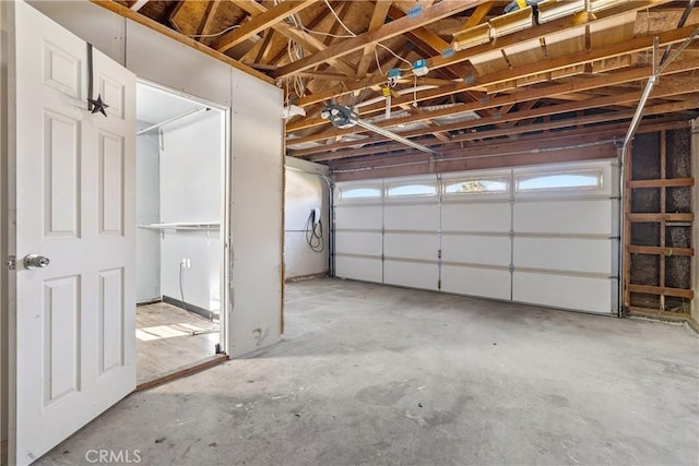 garage with a garage door opener