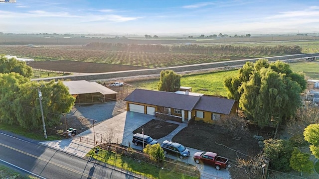 aerial view with a rural view