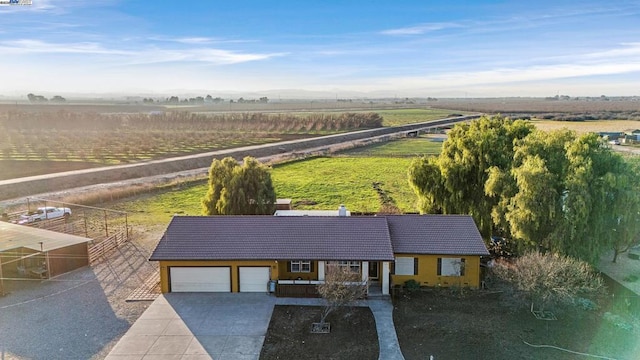 bird's eye view featuring a rural view